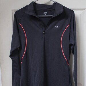 Grey athletic quarter-zip w/ orange detail